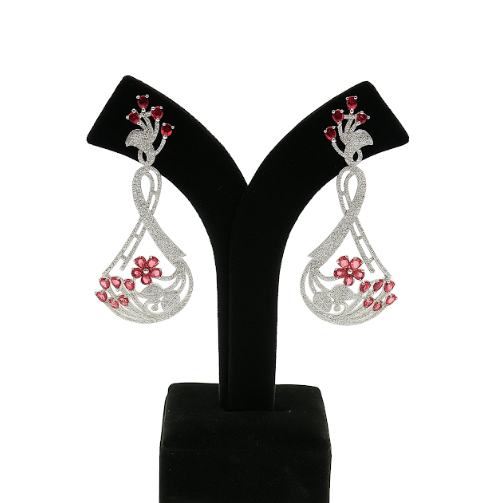 Elegant Ruby Red Long Statement Earrings for Women